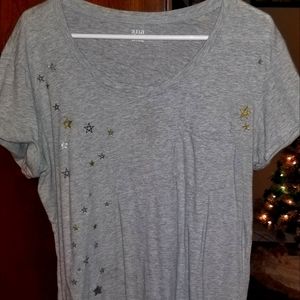 A.N.A Womens Pocket T-Shirt Gray with Stars